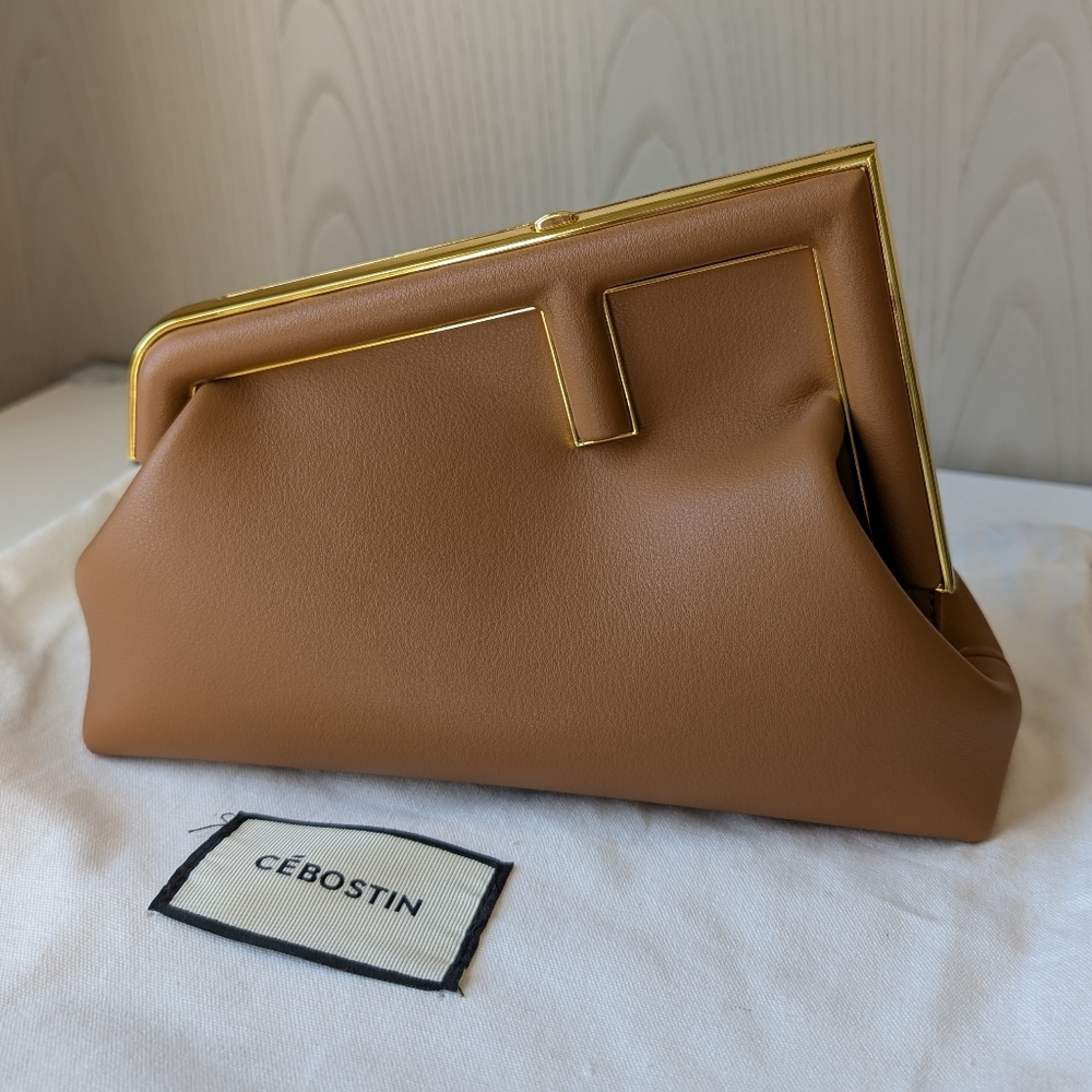 F Leather Clutch/Crossbody/Shoulder